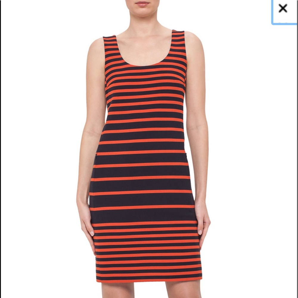 Akris Punto Sleevless Navy & Rust Stripe Dress